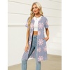 Ekouaer Women Zipper Robe Waffle Bathrobe Short House Coat with Pockets | Lightweight Robe, Short Sleeve, Waffle Material, V Neck(Light Purple Floral)