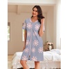 Ekouaer Women Zipper Robe Waffle Bathrobe Short House Coat with Pockets | Lightweight Robe, Short Sleeve, Waffle Material, V Neck(Light Purple Floral)
