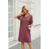 Ekouaer Women Zipper Robe Waffle Bathrobe Short House Coat with Pockets | Lightweight Robe, Short Sleeve, Waffle Material, V Neck(Mauve)