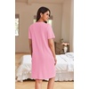 Ekouaer Women Zipper Robe Waffle Bathrobe Short House Coat with Pockets | Lightweight Robe, Short Sleeve, Waffle Material, V Neck(Pink)