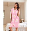 Ekouaer Women Zipper Robe Waffle Bathrobe Short House Coat with Pockets | Lightweight Robe, Short Sleeve, Waffle Material, V Neck(Pink Floral)