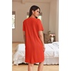 Ekouaer Women Zipper Robe Waffle Bathrobe Short House Coat with Pockets | Lightweight Robe, Short Sleeve, Waffle Material, V Neck(Red)