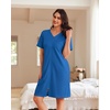 Ekouaer Women Zipper Robe Waffle Bathrobe Short House Coat with Pockets | Lightweight Robe, Short Sleeve, Waffle Material, V Neck(Royal Blue)
