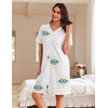 Ekouaer Women Zipper Robe Waffle Bathrobe Short House Coat with Pockets | Lightweight Robe, Short Sleeve, Waffle Material, V Neck(Sun Eye Print)