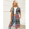 Ekouaer Women Zipper Robe Waffle Bathrobe Short House Coat with Pockets | Lightweight Robe, Short Sleeve, Waffle Material, V Neck(Tribal Geo Stripe)