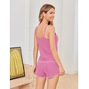 Ekouaer Womens Cami Pajama Sets 2 Piece Ribbed Knit PJs | Sleeveless Soft loungewear, great choice for weddings, bridal parties, honeymoons and any romantic occasions(Pink)