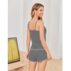 Ekouaer Womens Cami Pajama Sets 2 Piece Ribbed Knit PJs | Sleeveless Soft loungewear, great choice for weddings, bridal parties, honeymoons and any romantic occasions(Light Grey)