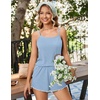 Ekouaer Womens Cami Pajama Sets 2 Piece Ribbed Knit PJs | Sleeveless Soft loungewear, great choice for weddings, bridal parties, honeymoons and any romantic occasions(Light Blue)