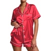 Ekouaer Pajamas for Women Set Silk Satin Pjs 2 Piece Button Down Sleepwear | Classic Notch Collar Pjs,Soft Casual Sleepwear,Loungewear Top and Shorts for Bridal Gifts,Daily Wear,Party,Vacation