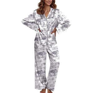 Ekouaer Pajamas For Women Silk Pjs Long Sleeve Button Down Lounge Sets | Christmas Pajamas 2 Piece Satin Sleepwear Cute Print,Fun Pjs for Sleep,Wedding,Bridal Party,Holiday(Black Rabbit)