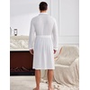 Ekouaer Mens Robes Lightweight Waffle Knit Kimono Bathrobe Long Sleeve Sleepwear Soft Knee Length Robe with Pockets(White)