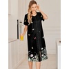 Ekouaer Robes For Women Zipper Bathrobe Short Sleeve Duster With Pockets | Zipper Front House Coat, Lightweight Sleepwear, Plus Size Loungewear, Ladies Nightgown for Mother, Postoperative Gown, Sleep(Black Butterfly Gradient)