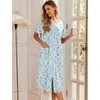 Ekouaer Robes For Women Zipper Bathrobe Short Sleeve Duster With Pockets | Zipper Front House Coat, Lightweight Sleepwear, Plus Size Loungewear, Ladies Nightgown for Mother, Postoperative Gown, Sleep(Blue Floral)