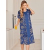 Ekouaer Robes For Women Zipper Bathrobe Short Sleeve Duster With Pockets | Zipper Front House Coat, Lightweight Sleepwear, Plus Size Loungewear, Ladies Nightgown for Mother, Postoperative Gown, Sleep(A-leaf Print)