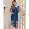 Ekouaer Robes For Women Zipper Bathrobe Short Sleeve Duster With Pockets | Zipper Front House Coat, Lightweight Sleepwear, Plus Size Loungewear, Ladies Nightgown for Mother, Postoperative Gown, Sleep(Pat10)