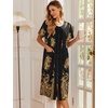 Ekouaer Robes For Women Zipper Bathrobe Short Sleeve Duster With Pockets | Zipper Front House Coat, Lightweight Sleepwear, Plus Size Loungewear, Ladies Nightgown for Mother, Postoperative Gown, Sleep(Pat11)