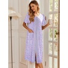 Ekouaer Robes For Women Zipper Bathrobe Short Sleeve Duster With Pockets | Zipper Front House Coat, Lightweight Sleepwear, Plus Size Loungewear, Ladies Nightgown for Mother, Postoperative Gown, Sleep(Pat12)