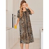 Ekouaer Robes For Women Zipper Bathrobe Short Sleeve Duster With Pockets | Zipper Front House Coat, Lightweight Sleepwear, Plus Size Loungewear, Ladies Nightgown for Mother, Postoperative Gown, Sleep(Brown Leopard Print)