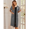 Ekouaer Robes For Women Zipper Bathrobe Short Sleeve Duster With Pockets | Zipper Front House Coat, Lightweight Sleepwear, Plus Size Loungewear, Ladies Nightgown for Mother, Postoperative Gown, Sleep(Black)