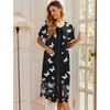 Ekouaer Robes For Women Zipper Bathrobe Short Sleeve Duster With Pockets | Zipper Front House Coat, Lightweight Sleepwear, Plus Size Loungewear, Ladies Nightgown for Mother, Postoperative Gown, Sleep(Pat9)