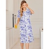 Ekouaer Robes For Women Zipper Bathrobe Short Sleeve Duster With Pockets | Zipper Front House Coat, Lightweight Sleepwear, Plus Size Loungewear, Ladies Nightgown for Mother, Postoperative Gown, Sleep(Purple Watercolor Flowers)