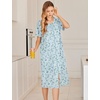 Ekouaer Robes For Women Zipper Bathrobe Short Sleeve Duster With Pockets | Zipper Front House Coat, Lightweight Sleepwear, Plus Size Loungewear, Ladies Nightgown for Mother, Postoperative Gown, Sleep(Blue Floral)