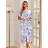 Ekouaer Robes For Women Zipper Bathrobe Short Sleeve Duster With Pockets | Zipper Front House Coat, Lightweight Sleepwear, Plus Size Loungewear, Ladies Nightgown for Mother, Postoperative Gown, Sleep(Purple Watercolor Flowers)