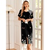 Ekouaer Robes For Women Zipper Bathrobe Short Sleeve Duster With Pockets | Zipper Front House Coat, Lightweight Sleepwear, Plus Size Loungewear, Ladies Nightgown for Mother, Postoperative Gown, Sleep(Black Butterfly Gradient)