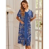 Ekouaer Robes For Women Zipper Bathrobe Short Sleeve Duster With Pockets | Zipper Front House Coat, Lightweight Sleepwear, Plus Size Loungewear, Ladies Nightgown for Mother, Postoperative Gown, Sleep(A-leaf Print)