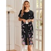 Ekouaer Robes For Women Zipper Bathrobe Short Sleeve Duster With Pockets | Zipper Front House Coat, Lightweight Sleepwear, Plus Size Loungewear, Ladies Nightgown for Mother, Postoperative Gown, Sleep(Black Sakura)