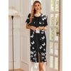Ekouaer Robes For Women Zipper Bathrobe Short Sleeve Duster With Pockets | Zipper Front House Coat, Lightweight Sleepwear, Plus Size Loungewear, Ladies Nightgown for Mother, Postoperative Gown, Sleep(Pat9)