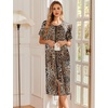 Ekouaer Robes For Women Zipper Bathrobe Short Sleeve Duster With Pockets | Zipper Front House Coat, Lightweight Sleepwear, Plus Size Loungewear, Ladies Nightgown for Mother, Postoperative Gown, Sleep(Brown Leopard Print)