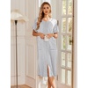 Ekouaer Robes For Women Zipper Bathrobe Short Sleeve Duster With Pockets | Zipper Front House Coat, Lightweight Sleepwear, Plus Size Loungewear, Ladies Nightgown for Mother, Postoperative Gown, Sleep(A-white)