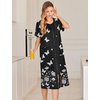 Ekouaer Robes For Women Zipper Bathrobe Short Sleeve Duster With Pockets | Zipper Front House Coat, Lightweight Sleepwear, Plus Size Loungewear, Ladies Nightgown for Mother, Postoperative Gown, Sleep(Pat9)