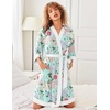 Ekouaer Robes for Women Bathrobe Lightweight Robe 3/4 Sleeve Knit Sleepwear | Summer Robe for Women with Pockets, Knee Length Womens Robe, Kimono Sleepwear(Green Flower)