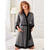 Ekouaer Robes for Women Bathrobe Lightweight Robe 3/4 Sleeve Knit Sleepwear | Summer Robe for Women with Pockets, Knee Length Womens Robe, Kimono Sleepwear(Dark Grey)