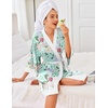 Ekouaer Robes for Women Bathrobe Lightweight Robe 3/4 Sleeve Knit Sleepwear | Summer Robe for Women with Pockets, Knee Length Womens Robe, Kimono Sleepwear(Green Flower)