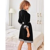 Ekouaer Robes for Women Bathrobe Lightweight Robe 3/4 Sleeve Knit Sleepwear | Summer Robe for Women with Pockets, Knee Length Womens Robe, Kimono Sleepwear(Black)
