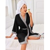 Ekouaer Robes for Women Bathrobe Lightweight Robe 3/4 Sleeve Knit Sleepwear | Summer Robe for Women with Pockets, Knee Length Womens Robe, Kimono Sleepwear(Black)