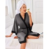 Ekouaer Robes for Women Bathrobe Lightweight Robe 3/4 Sleeve Knit Sleepwear | Summer Robe for Women with Pockets, Knee Length Womens Robe, Kimono Sleepwear(Dark Grey)