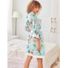 Ekouaer Robes for Women Bathrobe Lightweight Robe 3/4 Sleeve Knit Sleepwear | Summer Robe for Women with Pockets, Knee Length Womens Robe, Kimono Sleepwear(Green Flower)