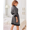 Ekouaer Robes for Women Bathrobe Lightweight Robe 3/4 Sleeve Knit Sleepwear | Summer Robe for Women with Pockets, Knee Length Womens Robe, Kimono Sleepwear(Dark Grey)