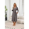 Ekouaer Robes for Women Lightweight Long Bathrobe Soft Knit Bath Robe S-2XL | Soft Knit Bath Robe, Inner Tie and Fixed Outer Belt, Great for Bathing, Lounging, Sleeping(Dark Gray)