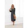 Ekouaer Robes for Women Lightweight Long Bathrobe Soft Knit Bath Robe S-2XL | Soft Knit Bath Robe, Inner Tie and Fixed Outer Belt, Great for Bathing, Lounging, Sleeping(Dark Heather Gray)