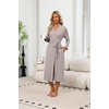 Ekouaer Robes for Women Lightweight Long Bathrobe Soft Knit Bath Robe S-2XL | Soft Knit Bath Robe, Inner Tie and Fixed Outer Belt, Great for Bathing, Lounging, Sleeping(Khaki)