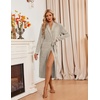 Ekouaer Robes for Women Long Knit Bathrobe Soft Lightweight Kimono Robes | Womens Long Robes, Soft Long Sleeve BathRobes with Pockets, Ladies Mid Calf Length Casual Sleepwear with Inner Tie Outer Belt(Khaki)