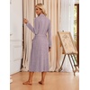 Ekouaer Robes for Women Long Knit Bathrobe Soft Lightweight Kimono Robes | Womens Long Robes, Soft Long Sleeve BathRobes with Pockets, Ladies Mid Calf Length Casual Sleepwear with Inner Tie Outer Belt(Purple)