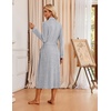 Ekouaer Robes for Women Long Knit Bathrobe Soft Lightweight Kimono Robes | Womens Long Robes, Soft Long Sleeve BathRobes with Pockets, Ladies Mid Calf Length Casual Sleepwear with Inner Tie Outer Belt(Light Heather Gray)