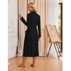 Ekouaer Robes for Women Long Knit Bathrobe Soft Lightweight Kimono Robes | Womens Long Robes, Soft Long Sleeve BathRobes with Pockets, Ladies Mid Calf Length Casual Sleepwear with Inner Tie Outer Belt(Black)