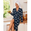 Ekouaer Robes for Women Long Knit Bathrobe Soft Lightweight Kimono Robes | Womens Long Robes, Soft Long Sleeve BathRobes with Pockets, Ladies Mid Calf Length Casual Sleepwear with Inner Tie Outer Belt(Zebra Print)